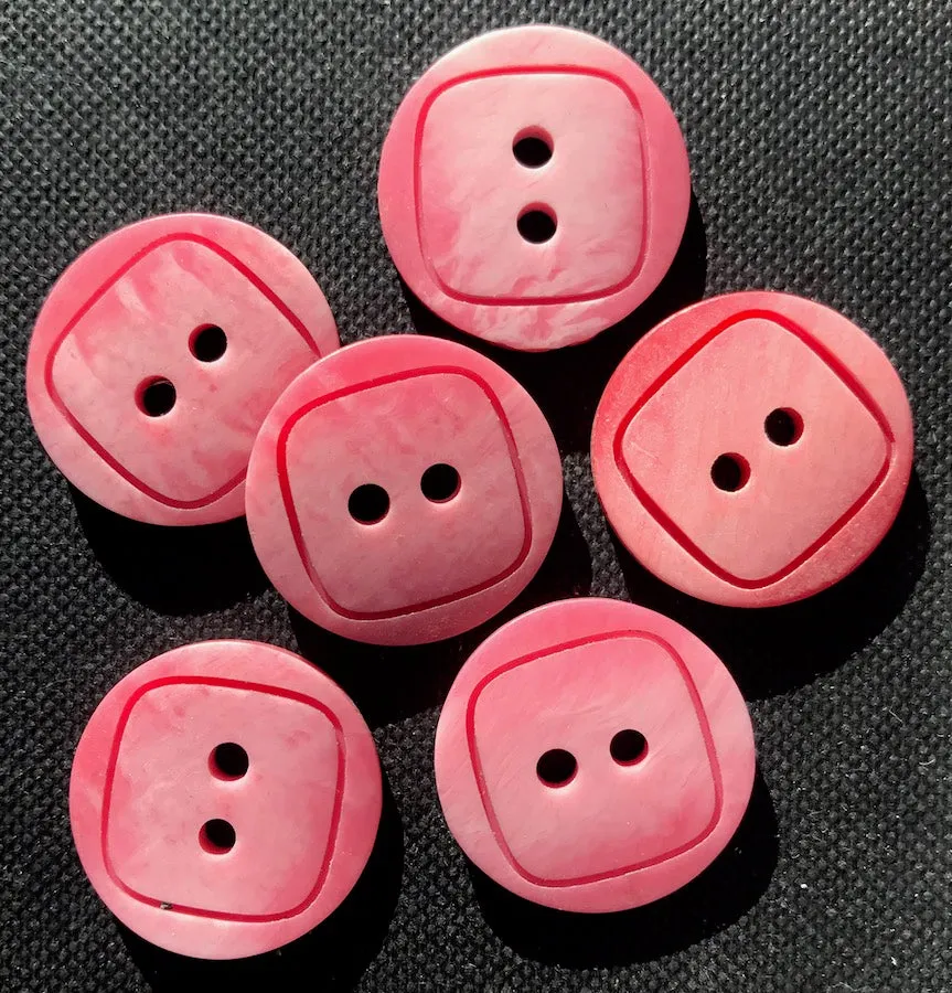 6 Soft yet Intense Pink 2cm Vintage  Buttons