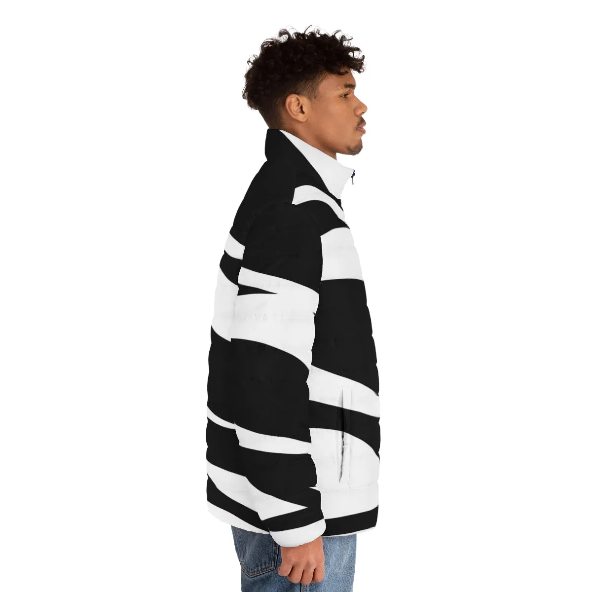 Abstract Art Puffer Jacket - Waves of Pleasure
