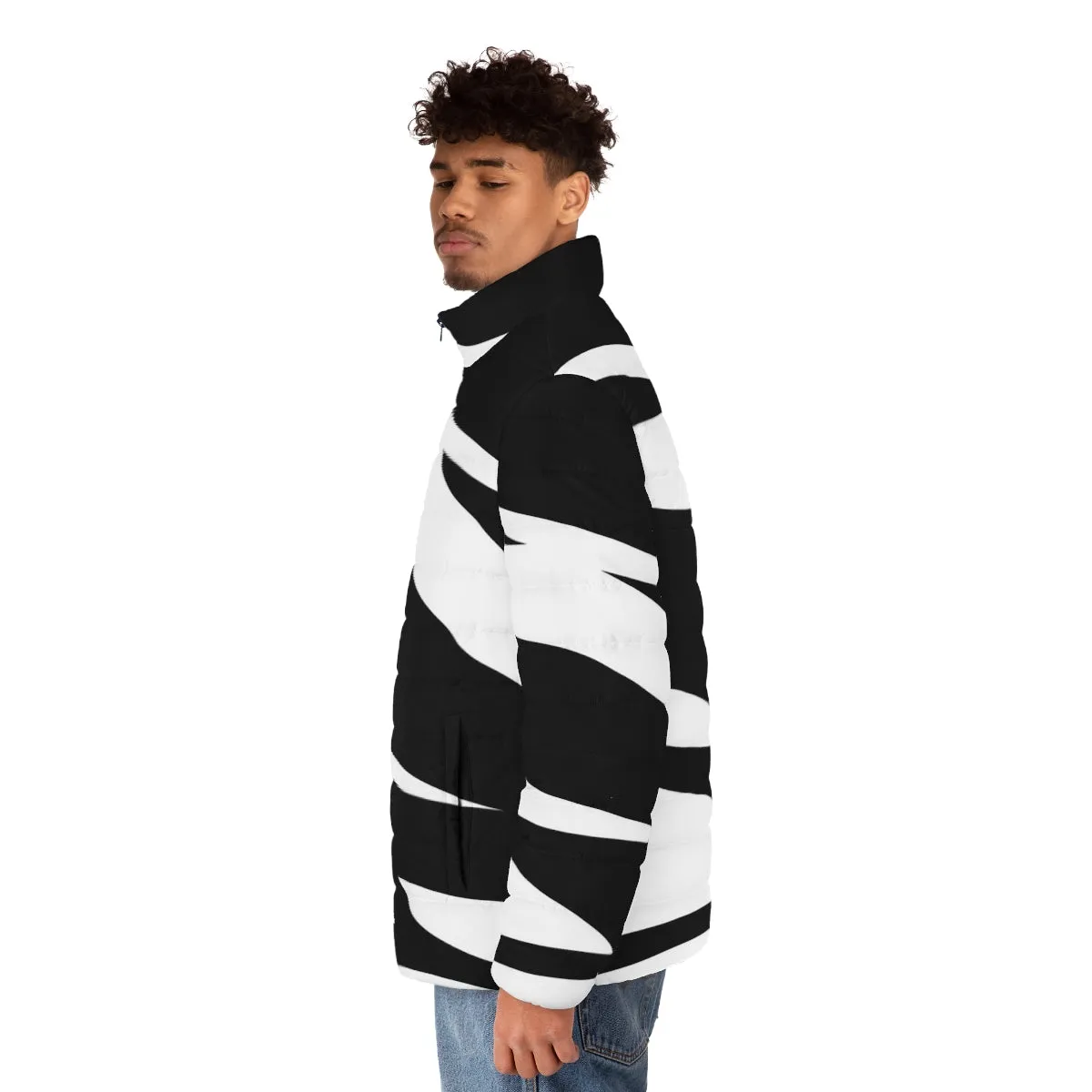 Abstract Art Puffer Jacket - Waves of Pleasure
