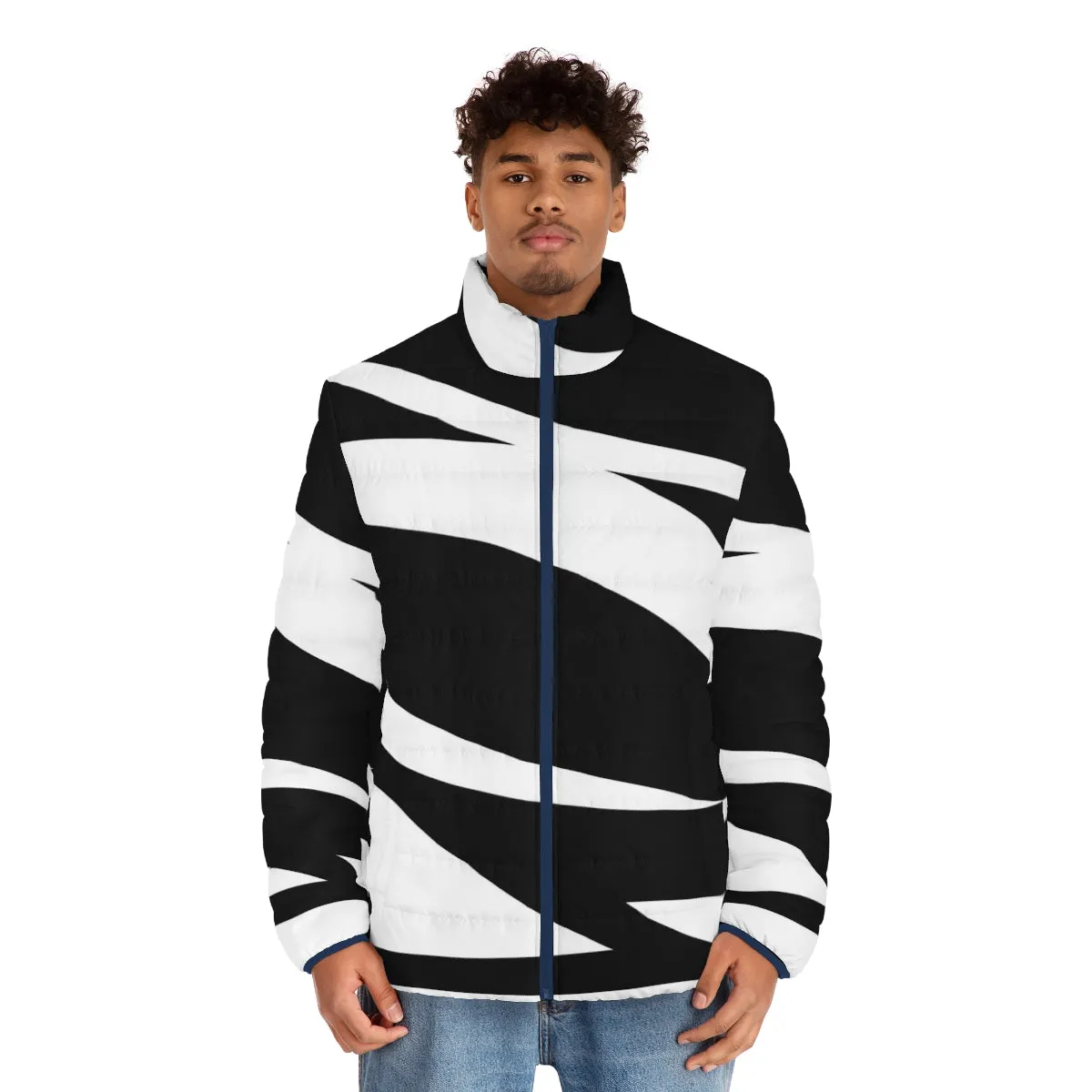 Abstract Art Puffer Jacket - Waves of Pleasure