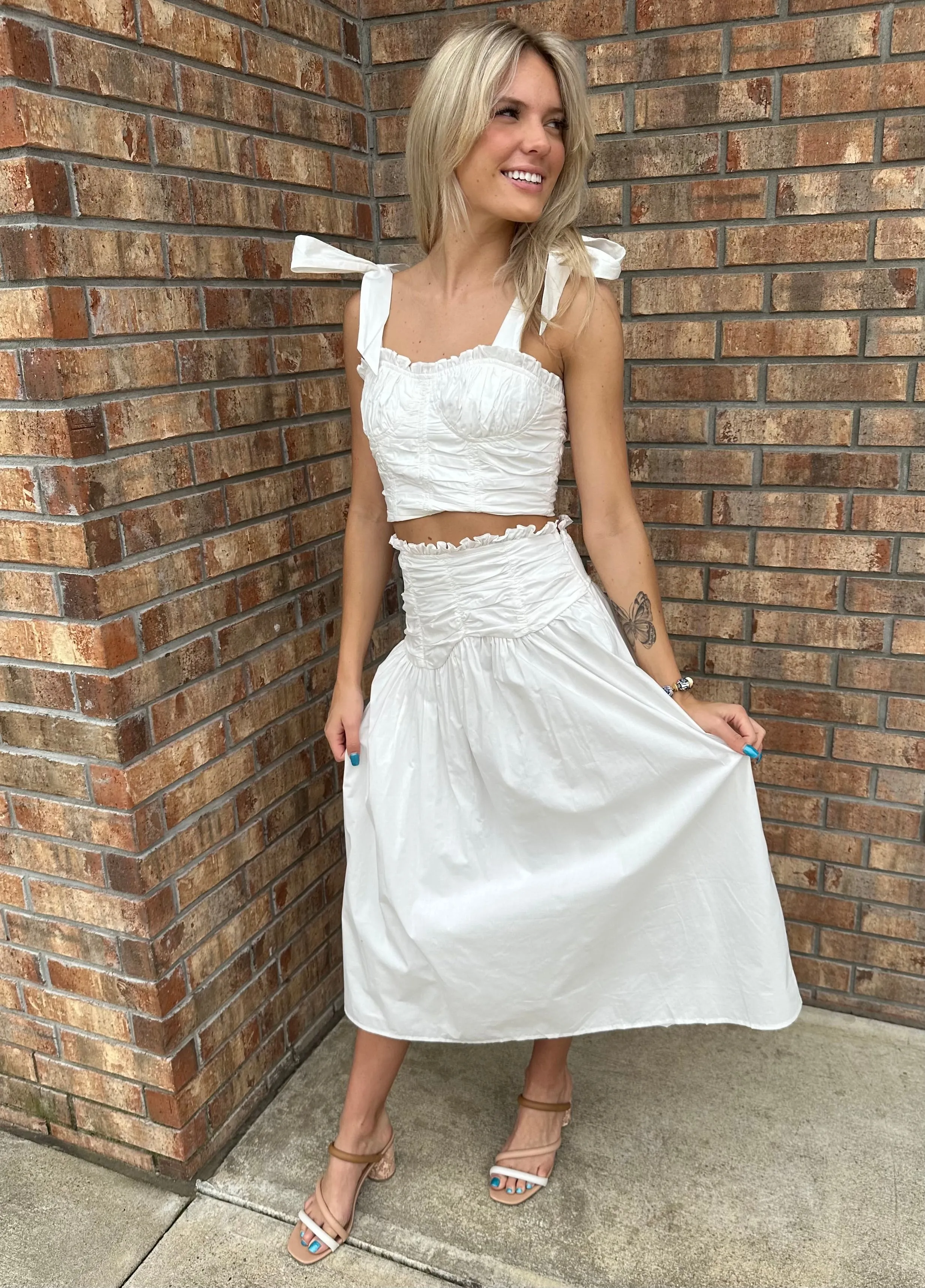 Audrey Ruched Midi Skirt