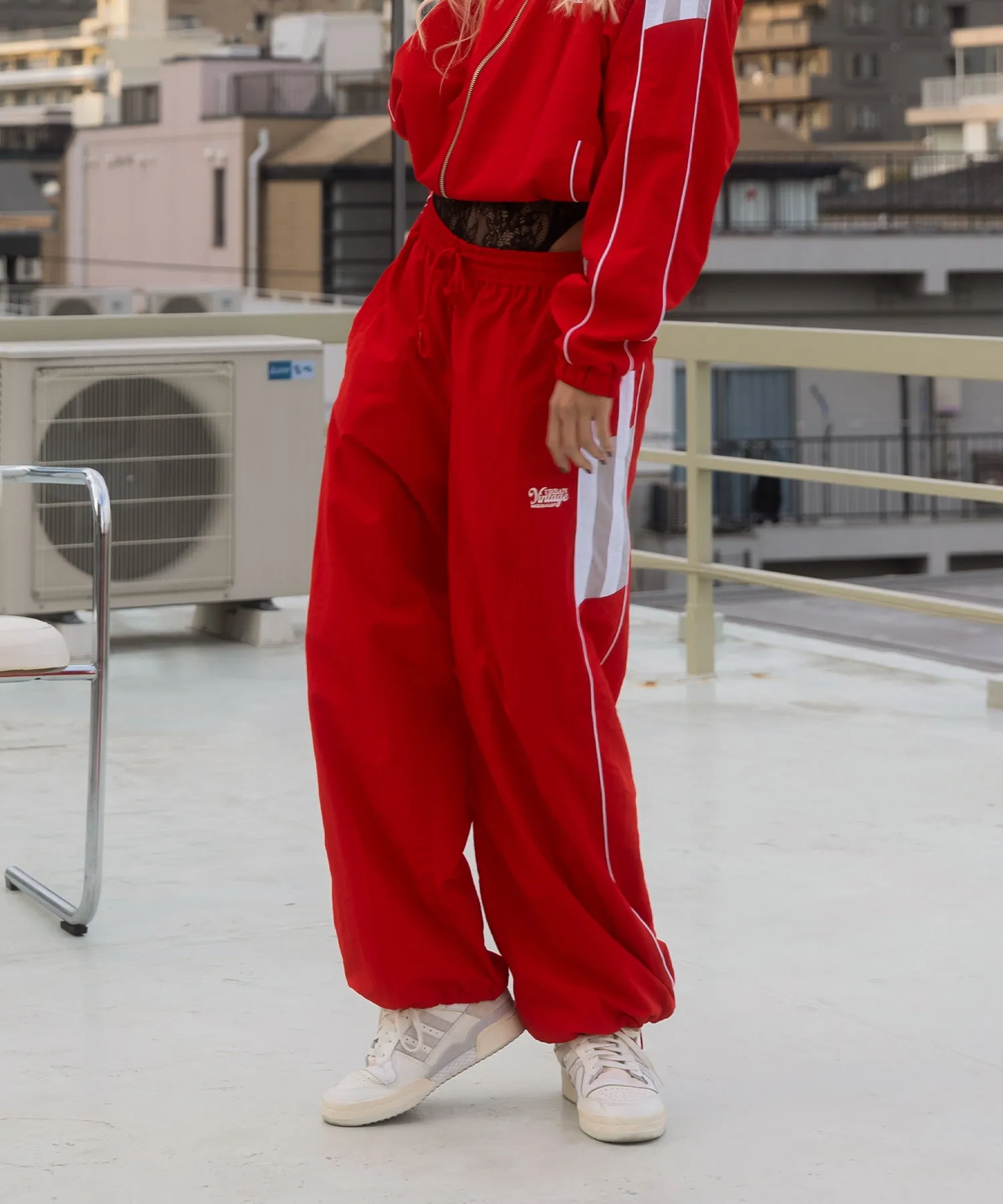 Bicolor nylon track pants