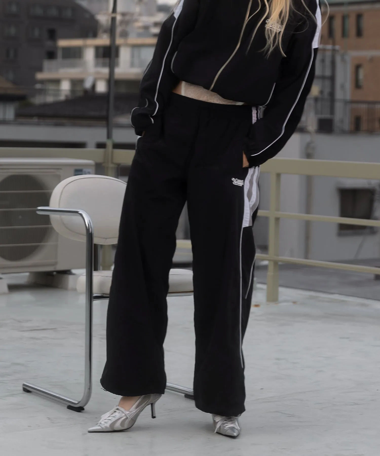 Bicolor nylon track pants