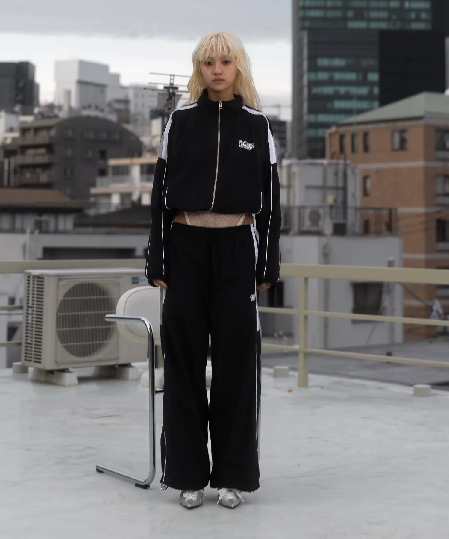 Bicolor nylon track pants