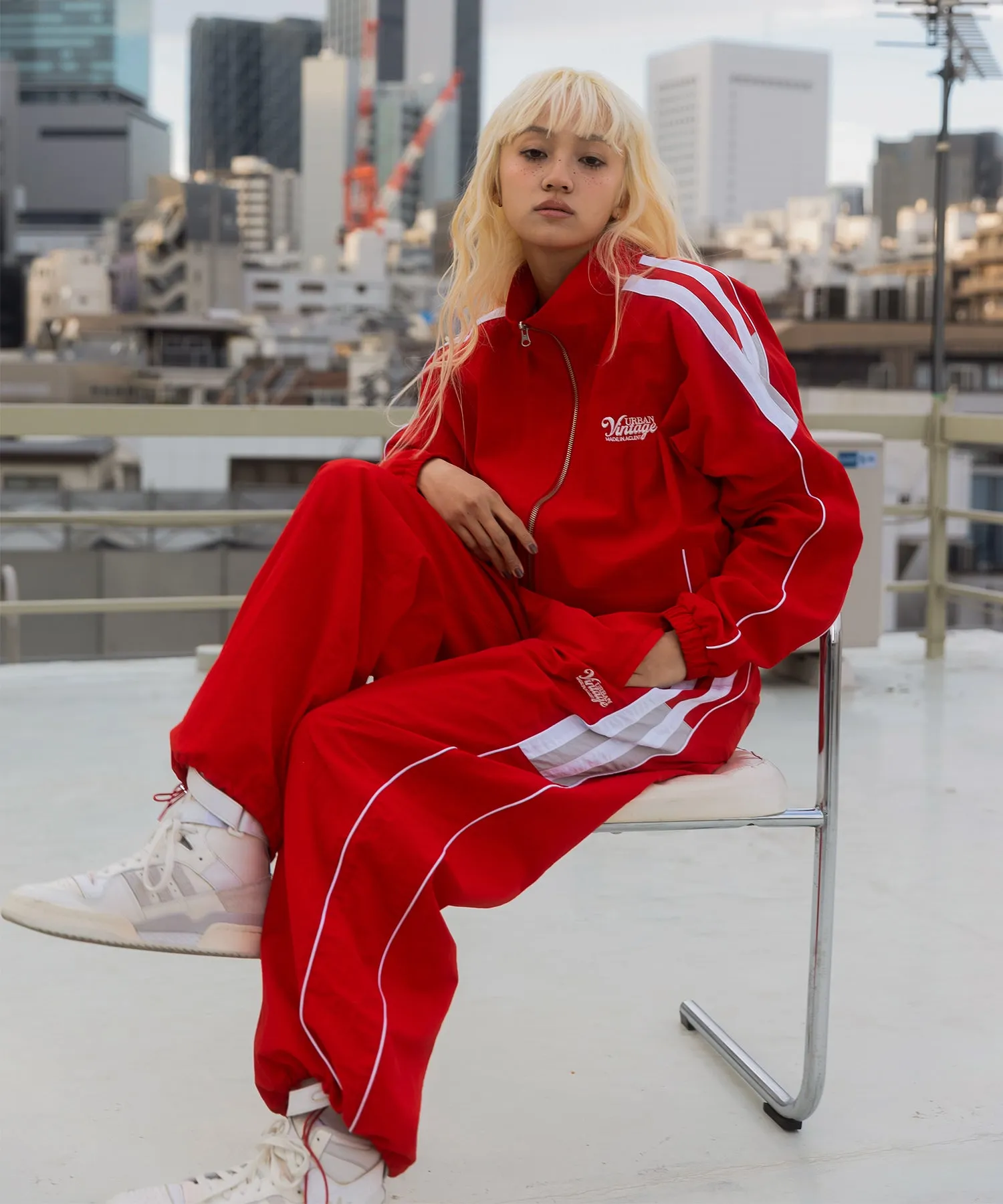 Bicolor nylon track pants