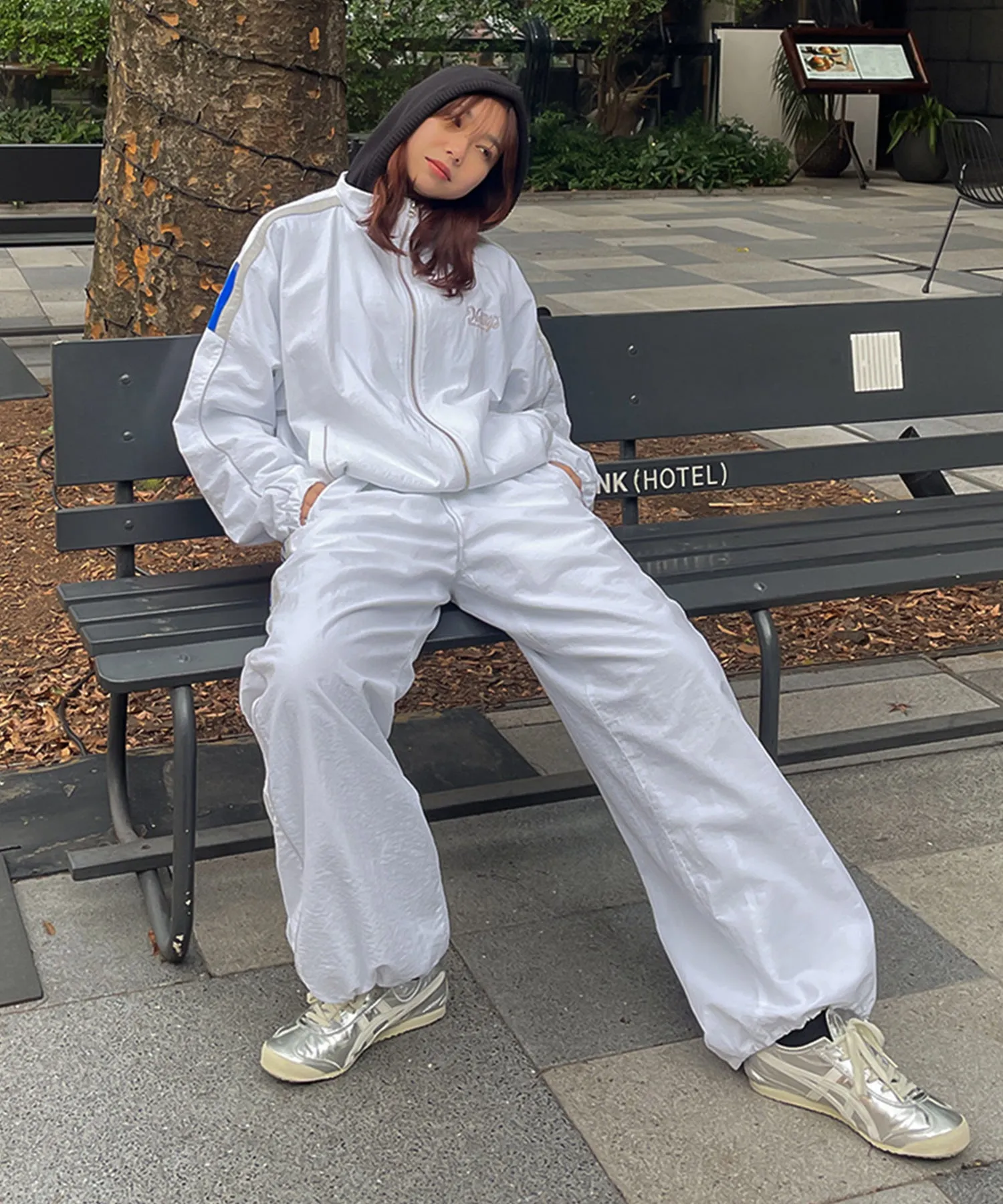 Bicolor nylon track pants