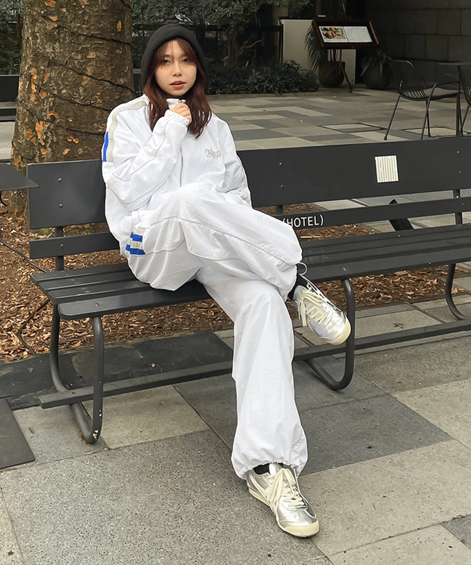 Bicolor nylon track pants
