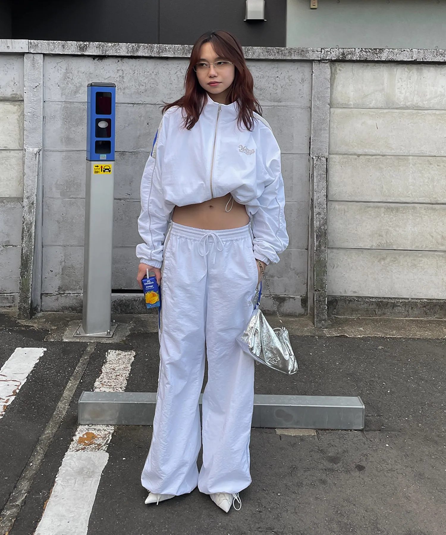 Bicolor nylon track pants