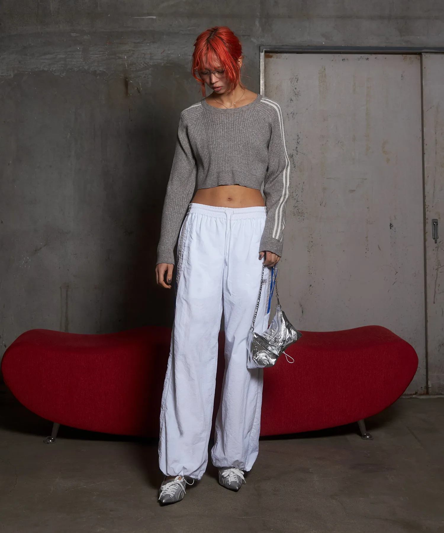 Bicolor nylon track pants