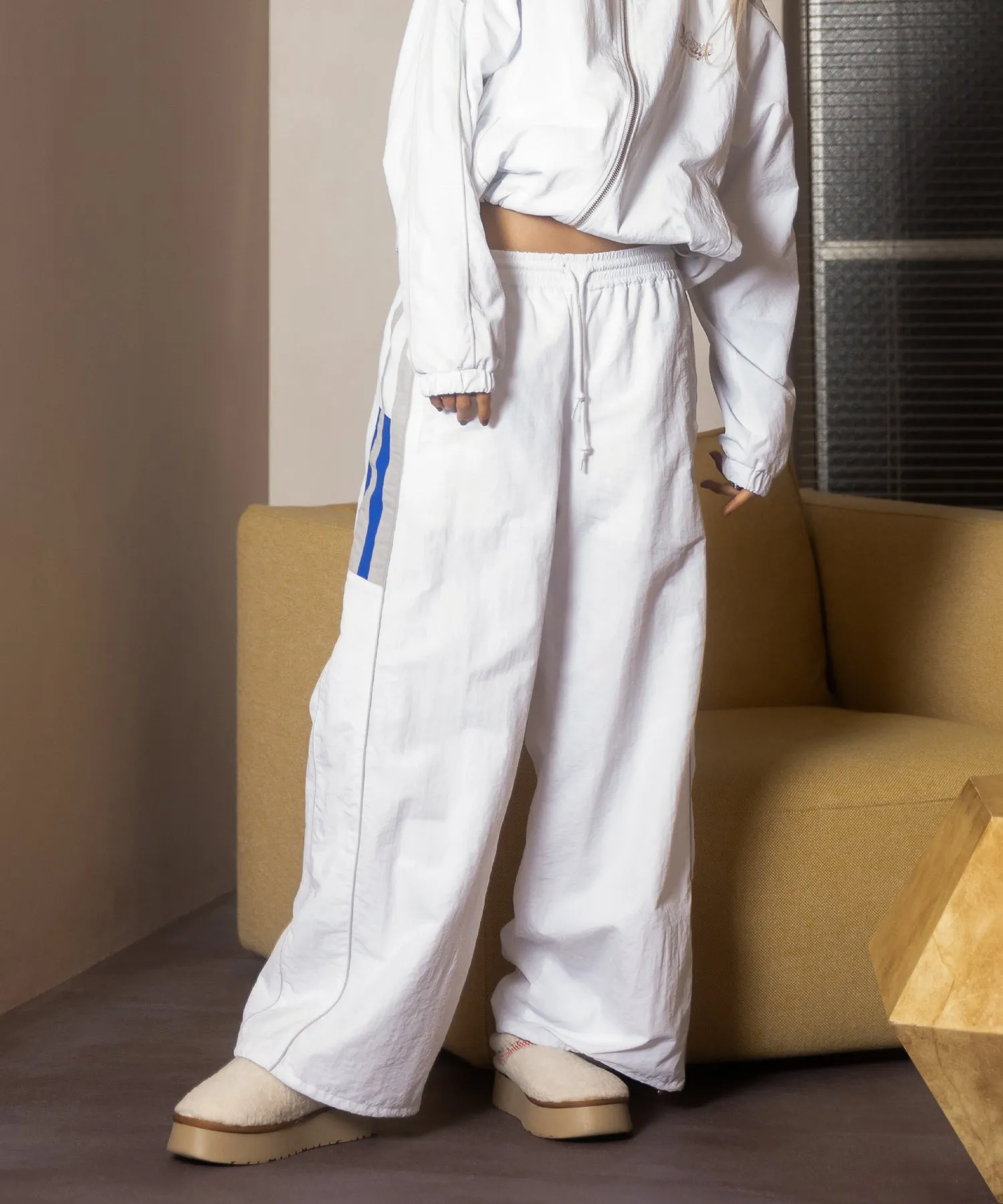 Bicolor nylon track pants