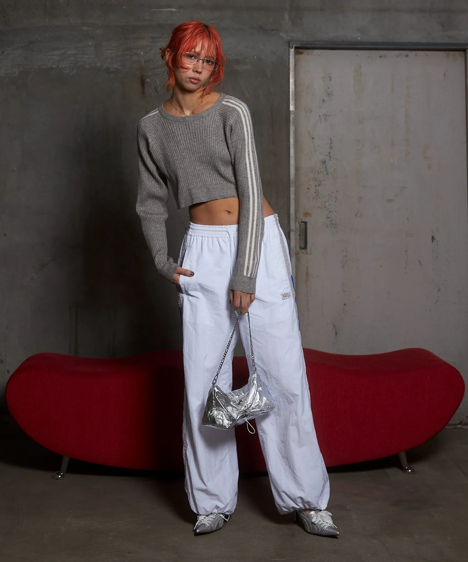 Bicolor nylon track pants