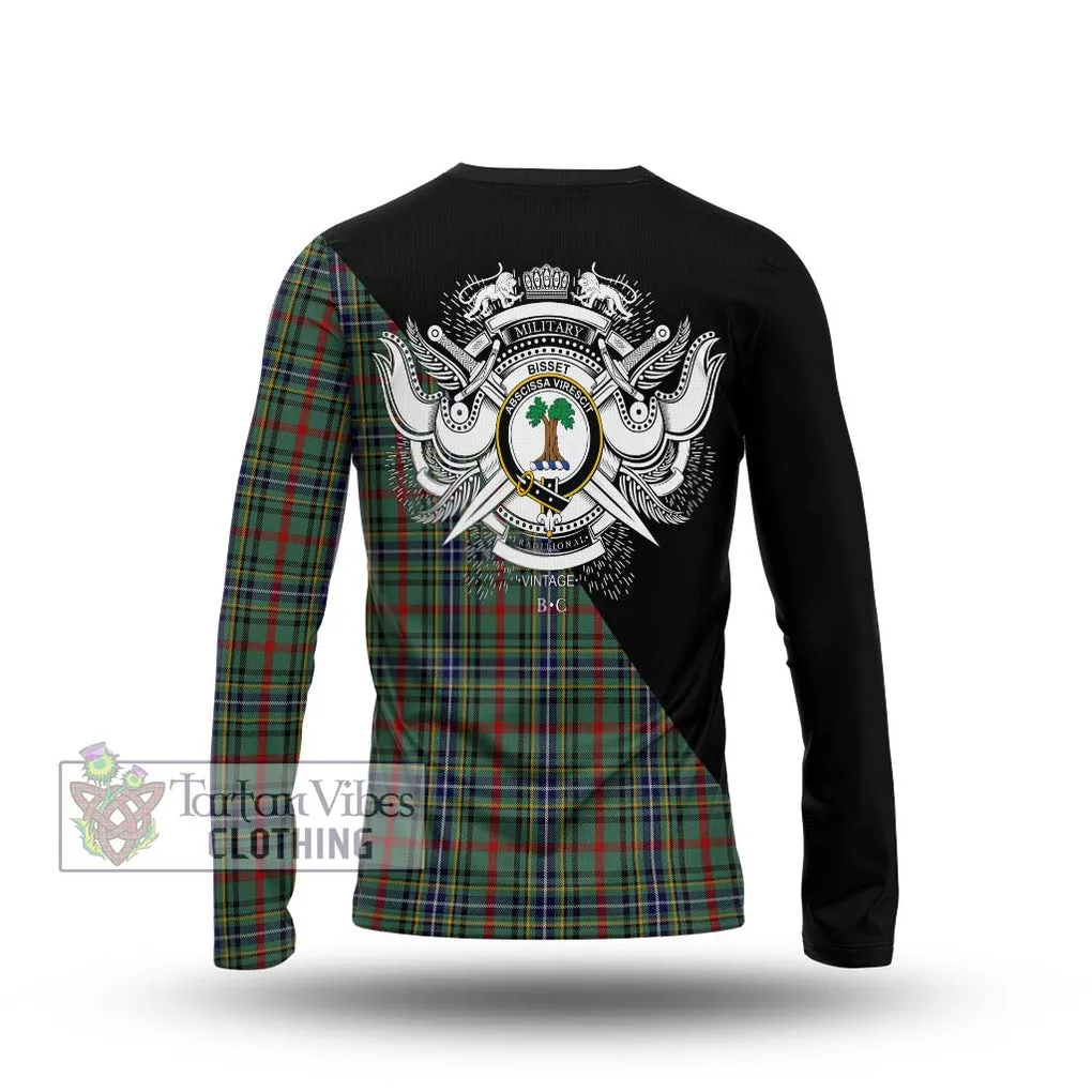 Bisset Tartan Long Sleeve T-Shirt with Family Crest and Military Logo Style