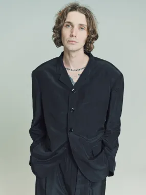 Black Linen & Viscose Short Jacket
