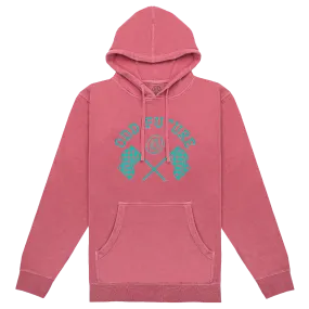 Checkered Flag Embroidered Pullover Hoodie - Pink