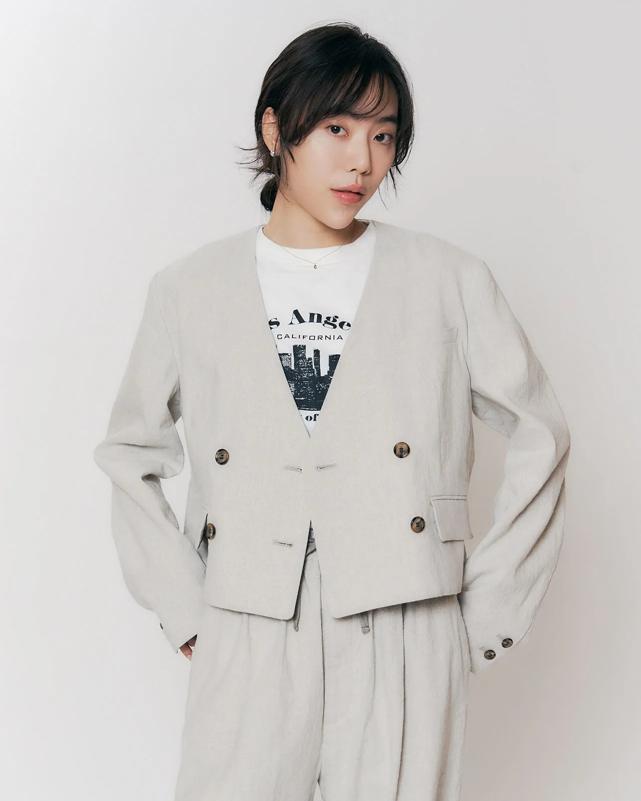 COTTON LINEN SHORT JACKET