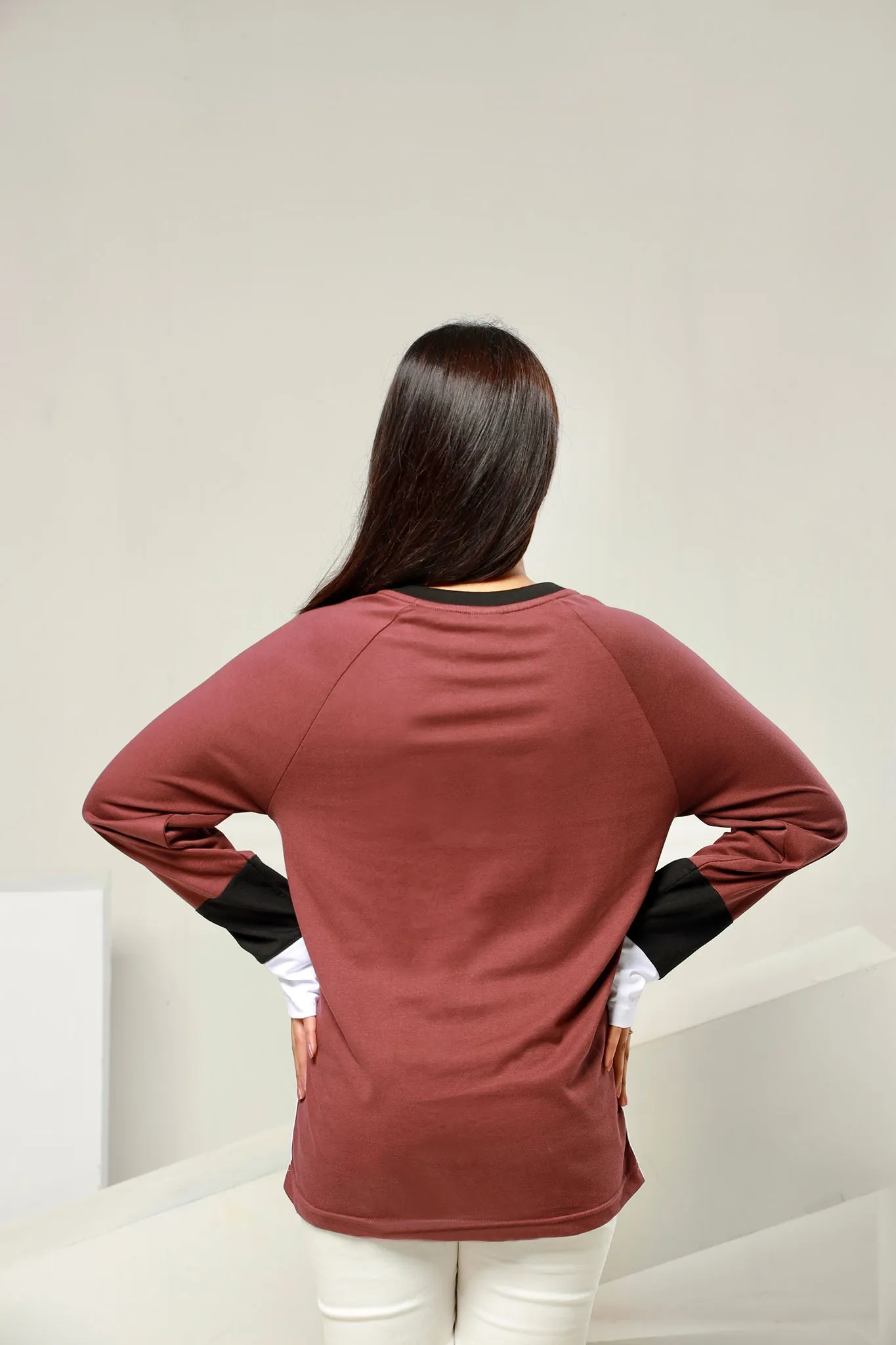Cut & Sew Long T-Shirt (Plus Size) - P21- WT0015P