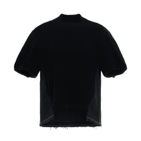Denim x Knit Pullover in Black