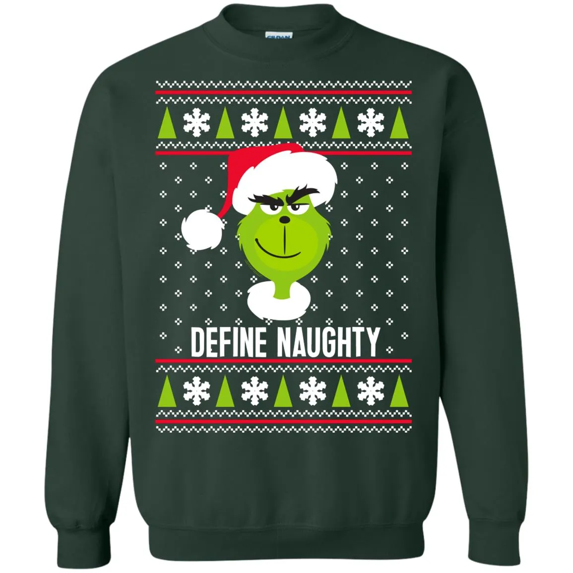 Dr. Seuss The Grinch Naughty Grinch Christmas Sweatshirt Unisex Crewneck Pullover Sweatshirt