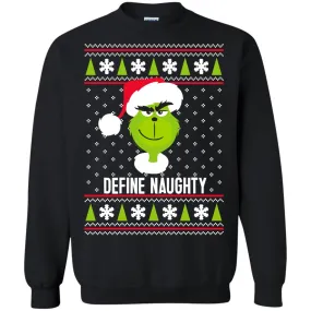 Dr. Seuss The Grinch Naughty Grinch Christmas Sweatshirt Unisex Crewneck Pullover Sweatshirt