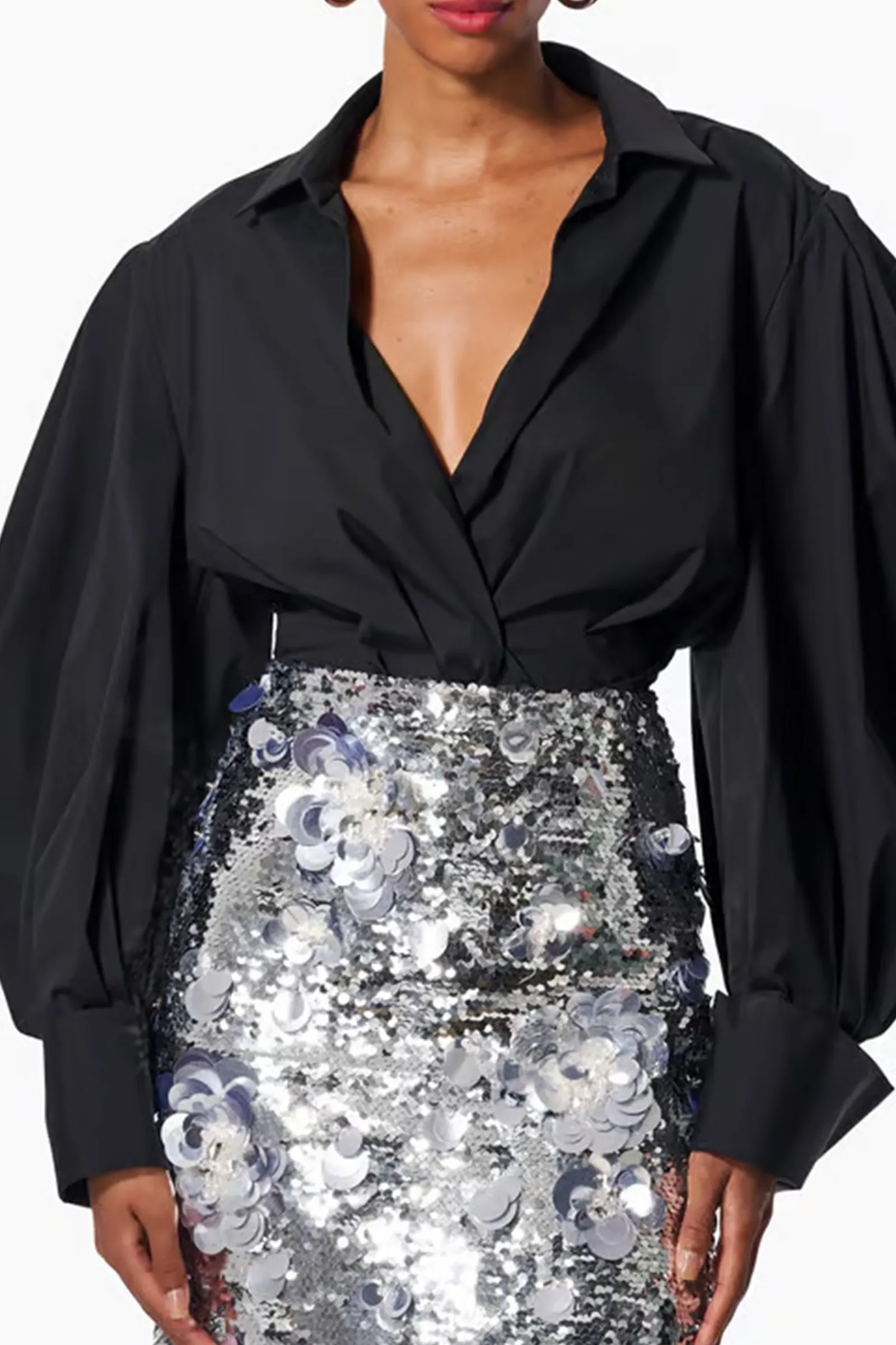 Embellished Sequin Midi Skirt