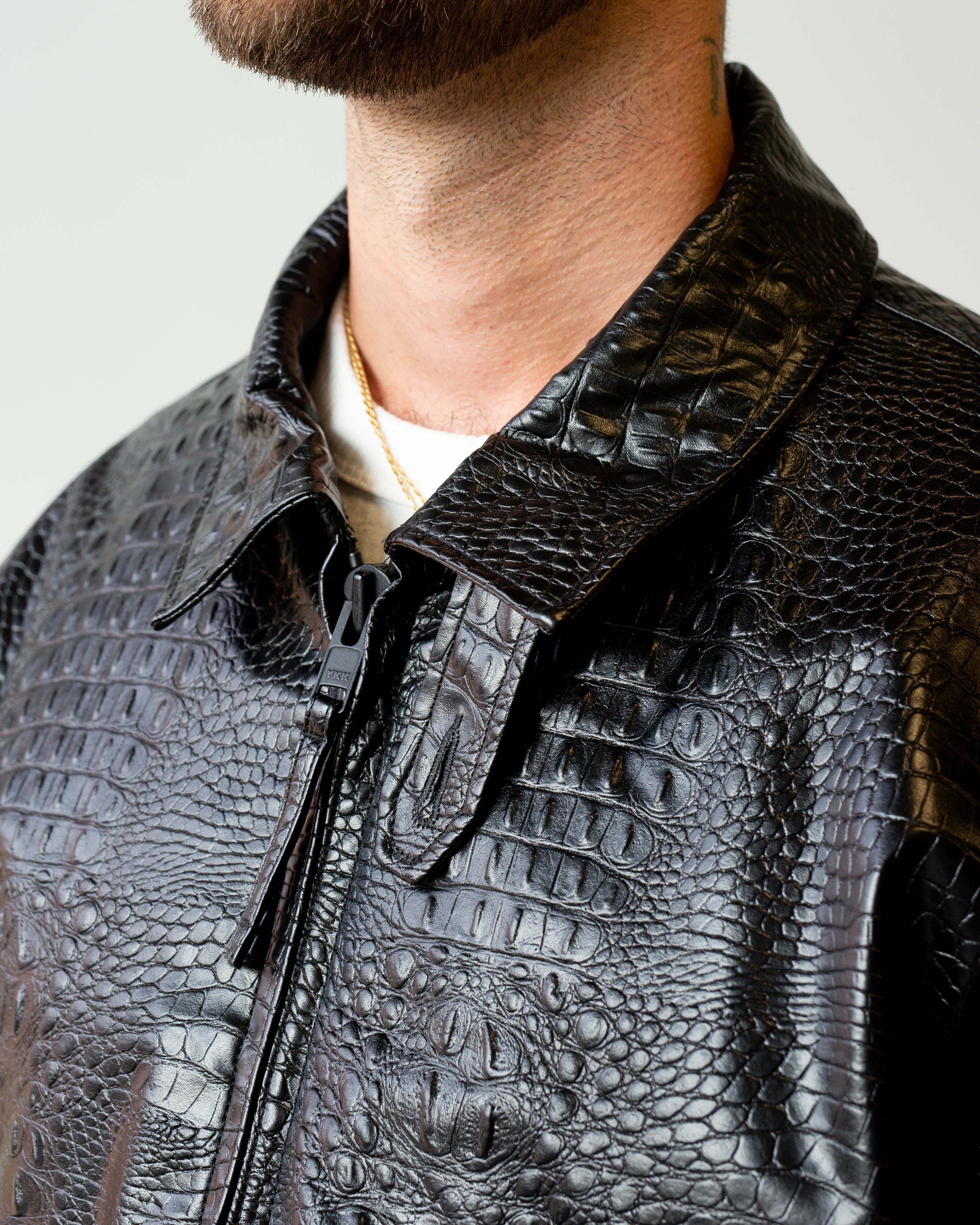Engineered Garments G8 Jacket Black Alligator Embossed Fake Leather