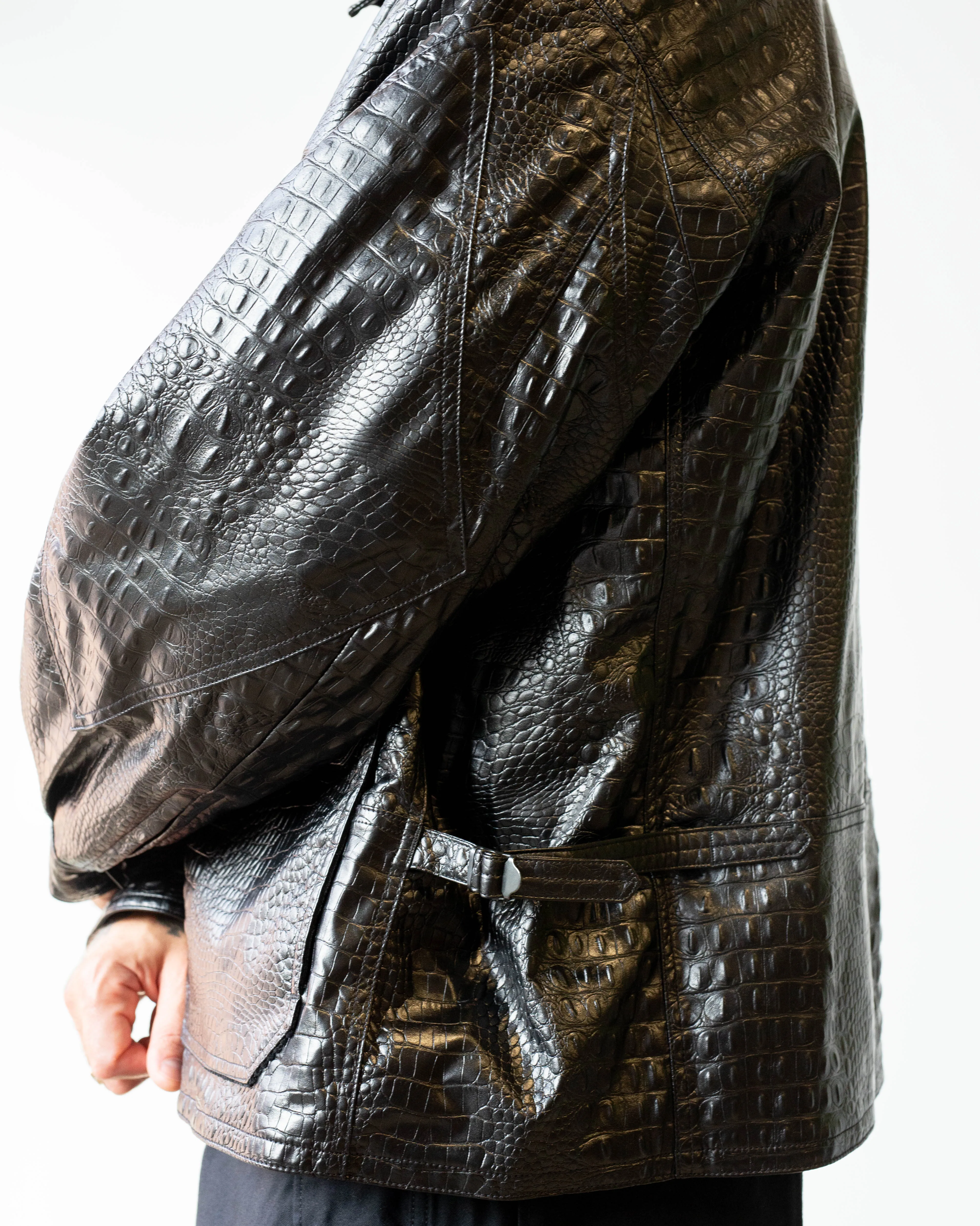 Engineered Garments G8 Jacket Black Alligator Embossed Fake Leather