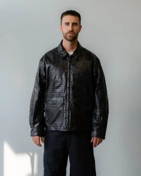 Engineered Garments G8 Jacket Black Alligator Embossed Fake Leather
