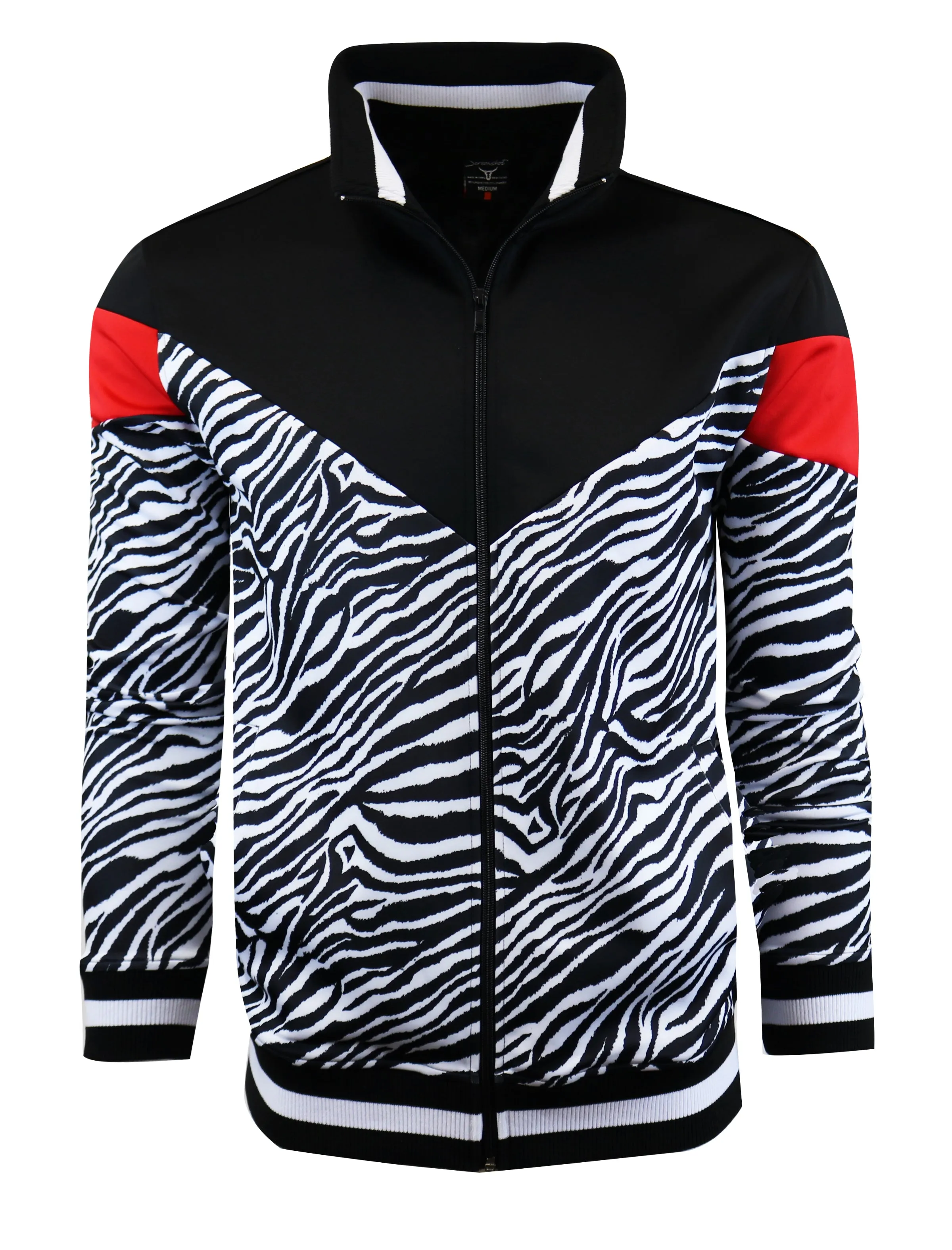 F11005-ANIMAL PRINT TRACK JACKET (BLACK/ZB)