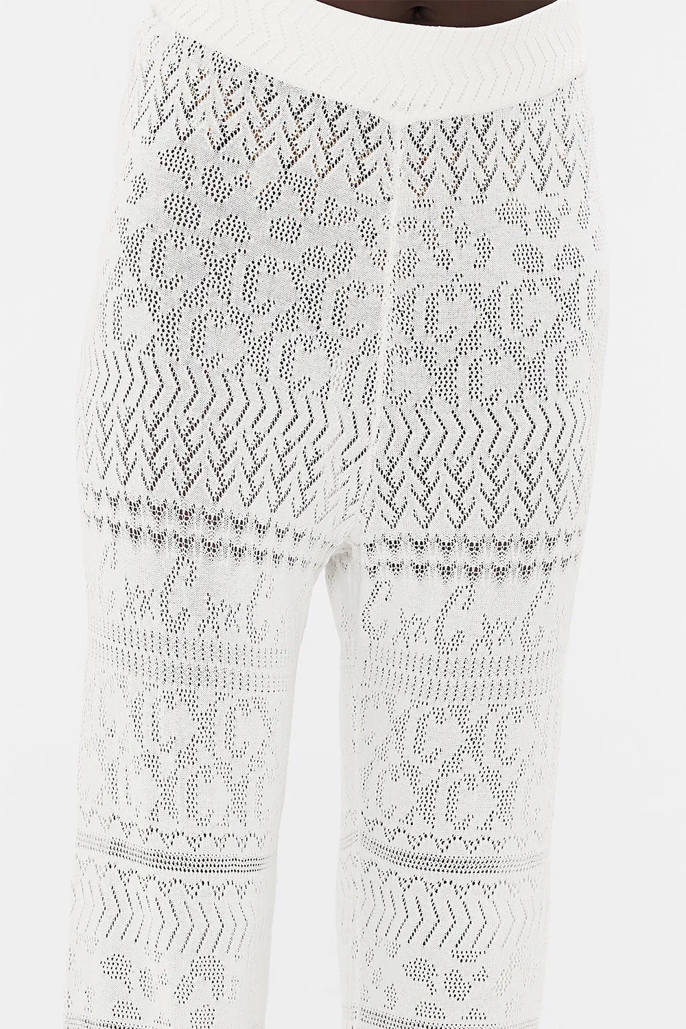 FLARED POINTELLE KNIT PANT SEA CHARM