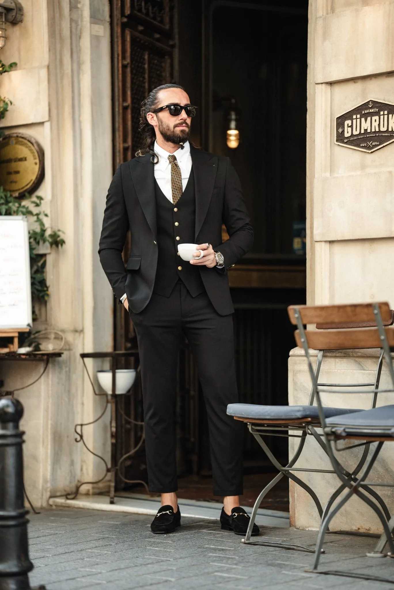 HolloMen Slim Fit Black 3-Piece Suit
