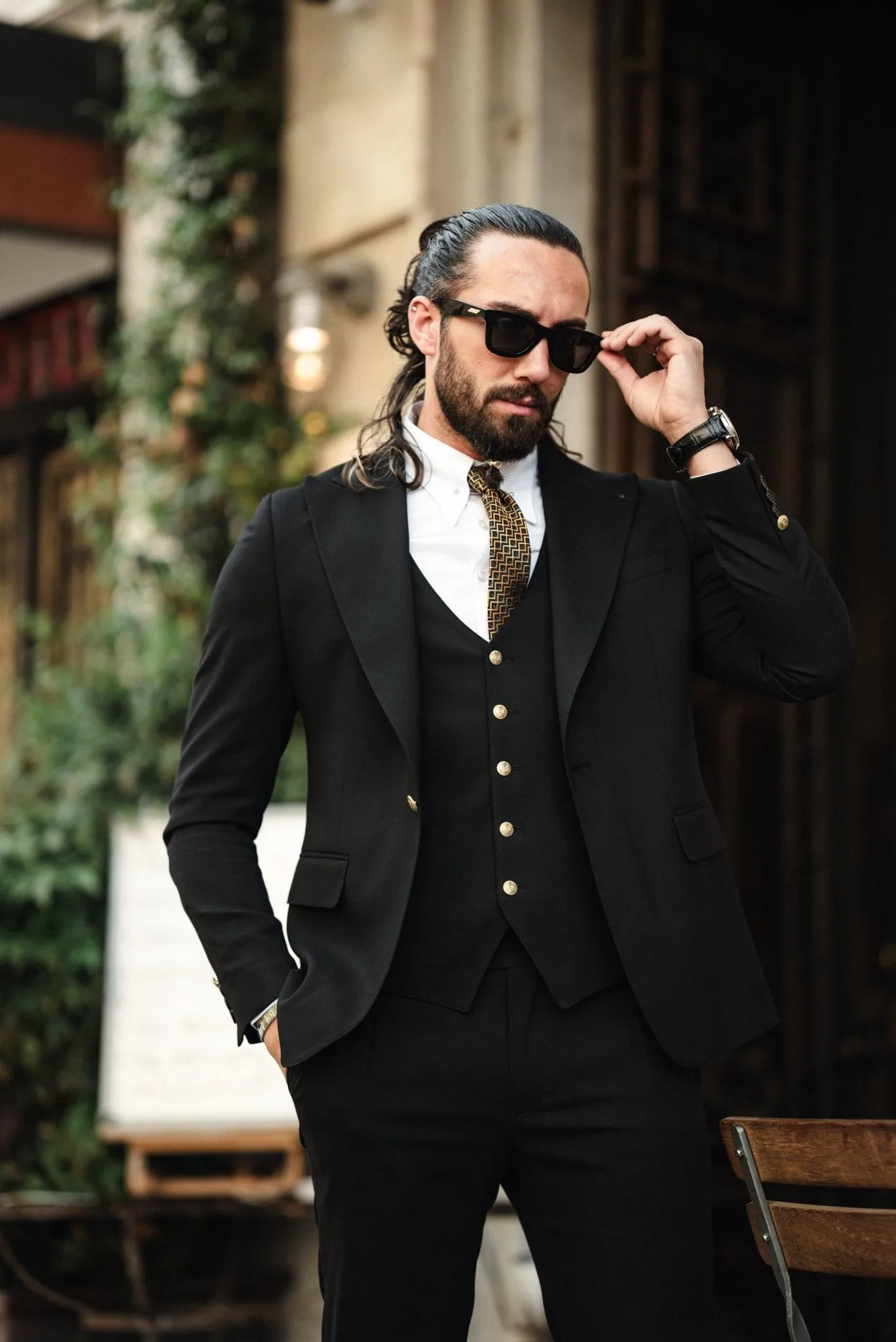 HolloMen Slim Fit Black 3-Piece Suit