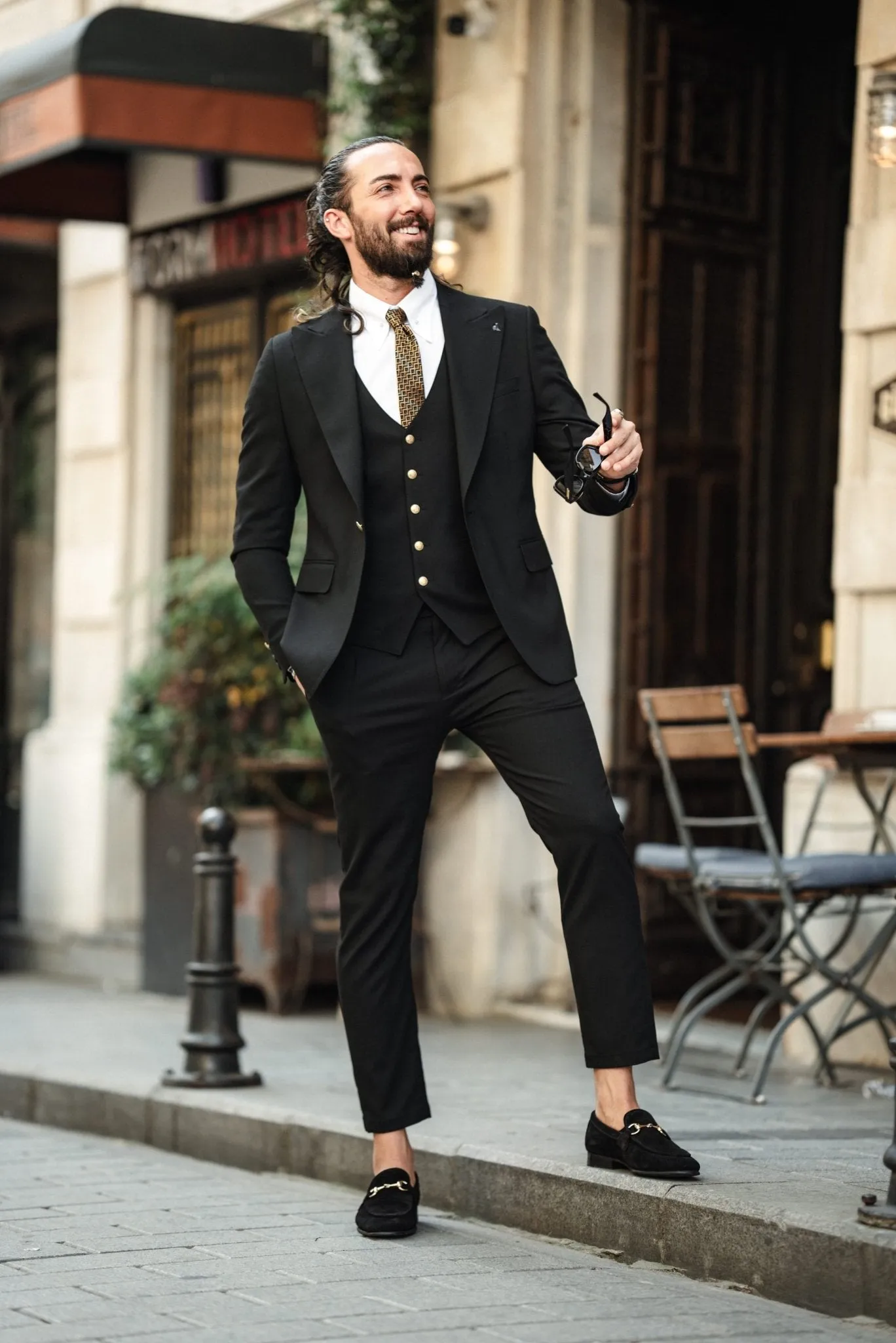 HolloMen Slim Fit Black 3-Piece Suit