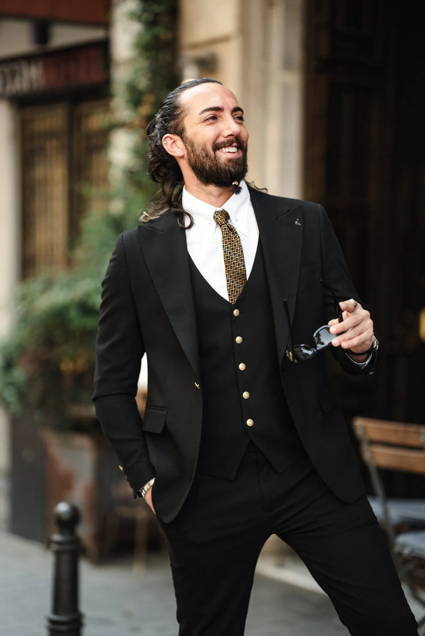 HolloMen Slim Fit Black 3-Piece Suit
