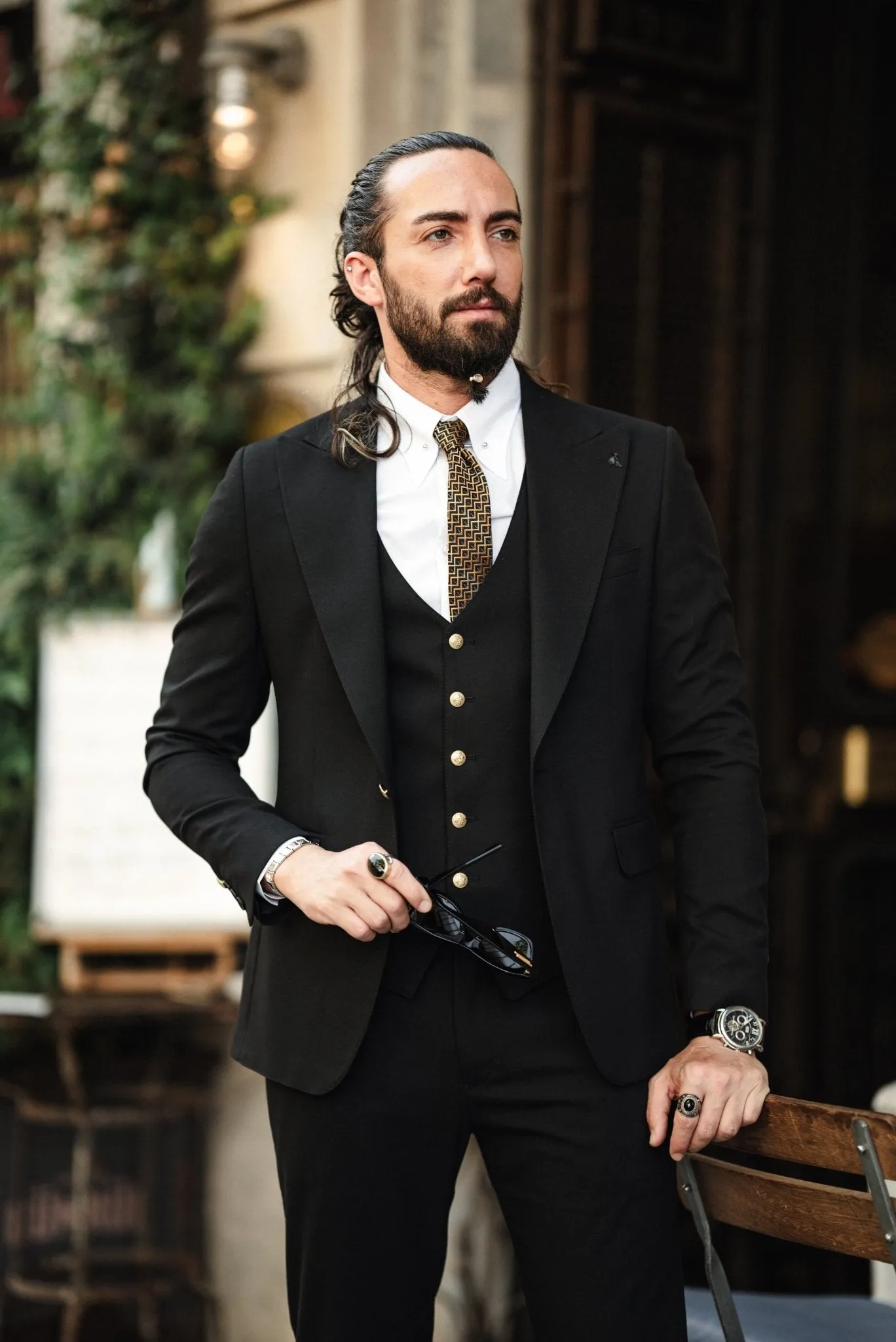 HolloMen Slim Fit Black 3-Piece Suit