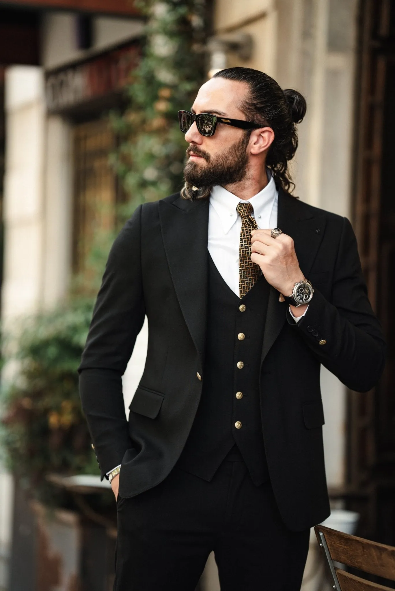 HolloMen Slim Fit Black 3-Piece Suit
