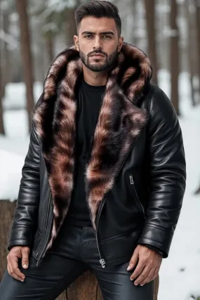 Laurent Hooded Shearing Leather Jacket