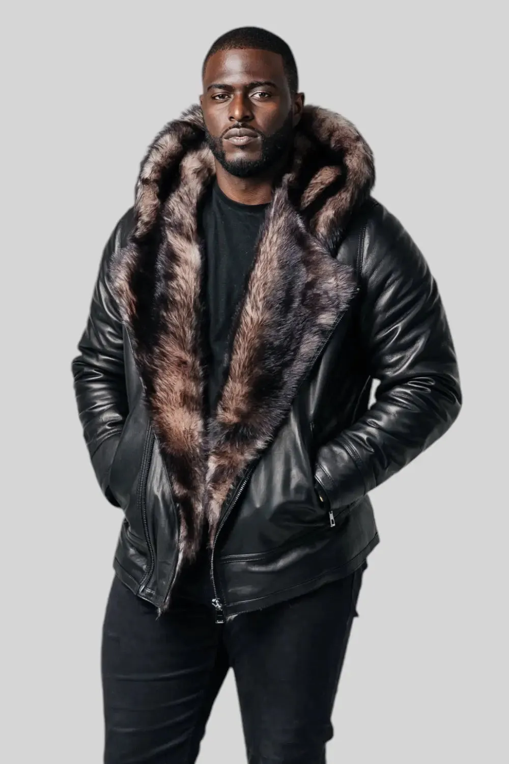 Laurent Hooded Shearing Leather Jacket
