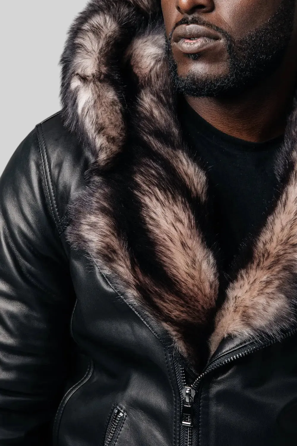 Laurent Hooded Shearing Leather Jacket