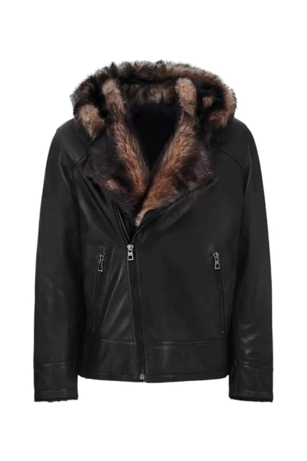 Laurent Hooded Shearing Leather Jacket