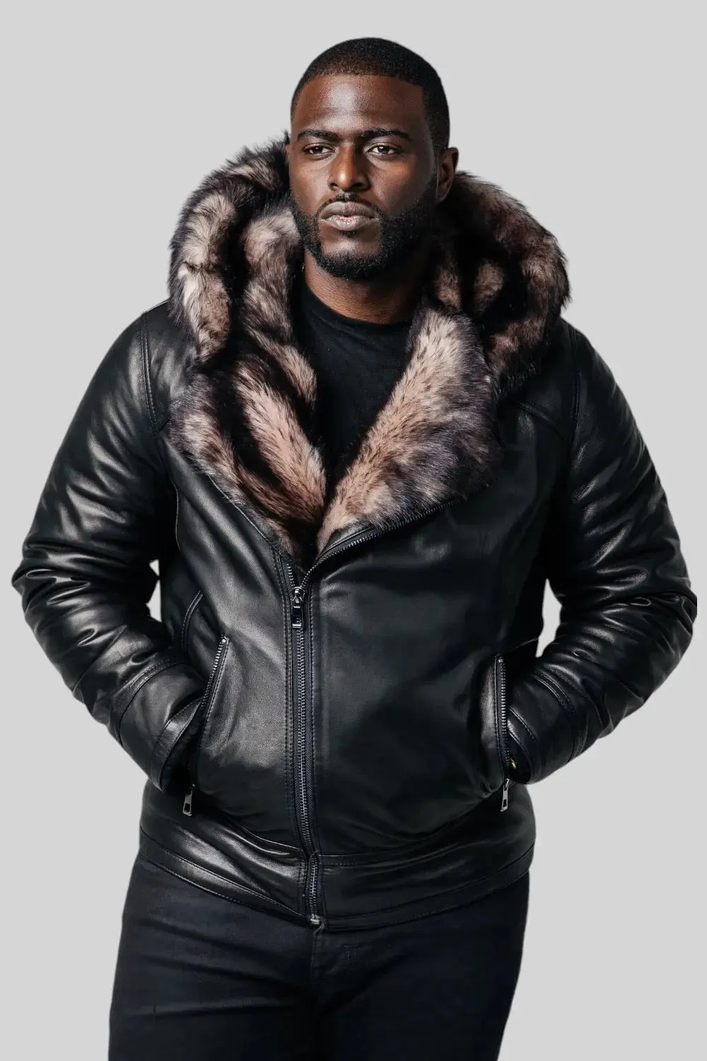 Laurent Hooded Shearing Leather Jacket
