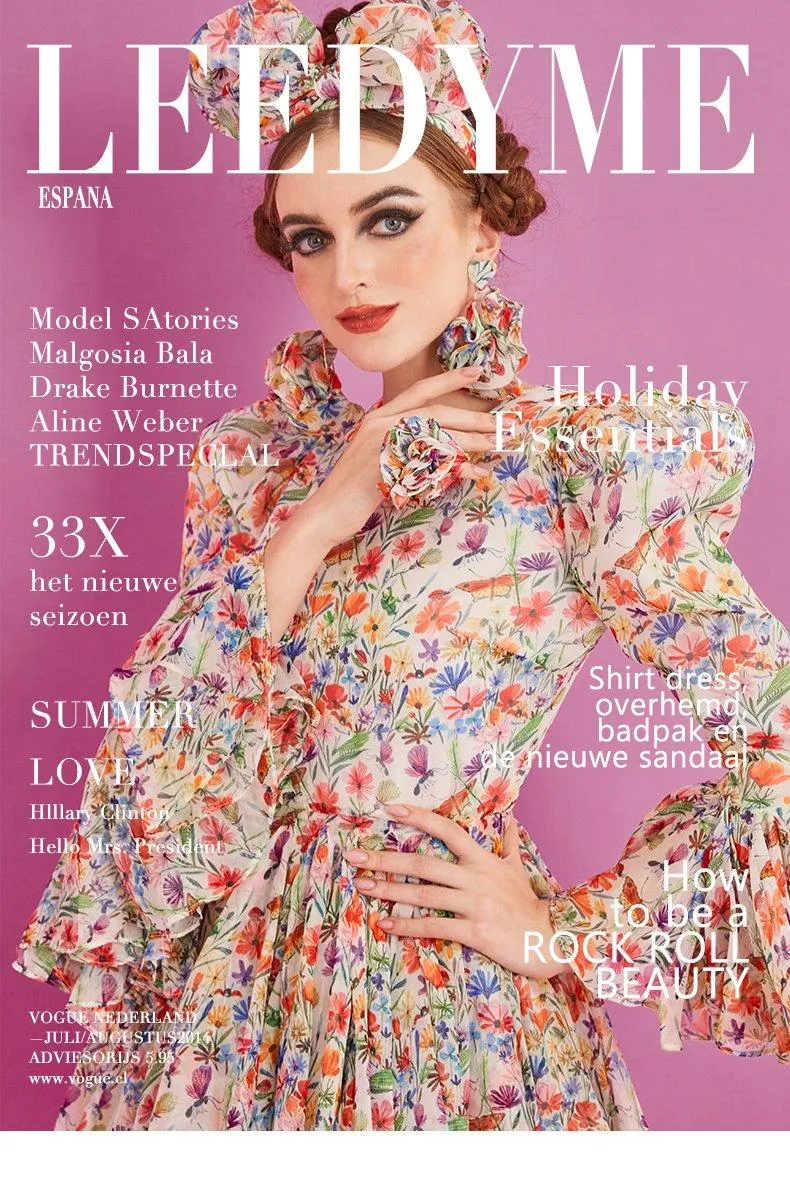 Long sleeve pleaded mini elegant cocktail floral dress- Fiona