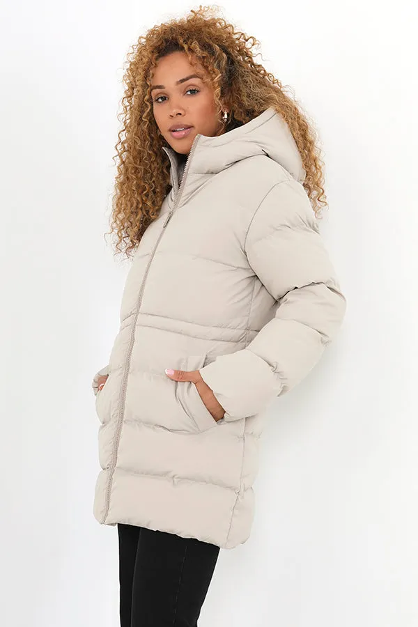LONGER LENGTH PADDED JACKET WITH DRAWCORD WAIST