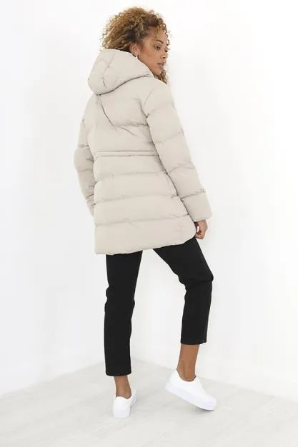 LONGER LENGTH PADDED JACKET WITH DRAWCORD WAIST