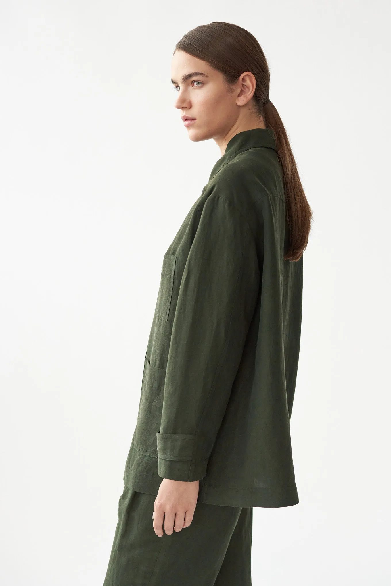 MARA JACKET - FOREST GREEN - SILK/LINEN
