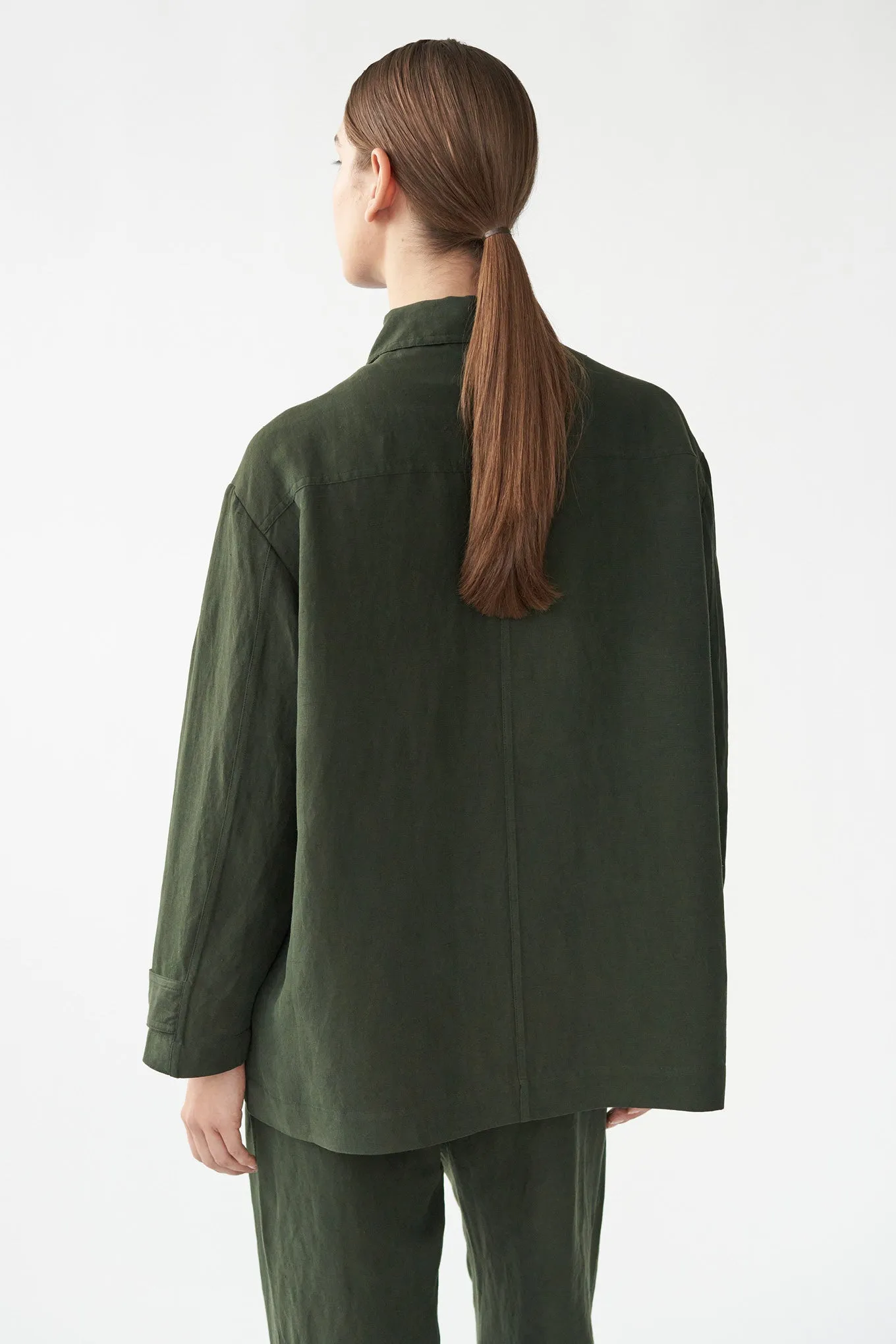 MARA JACKET - FOREST GREEN - SILK/LINEN