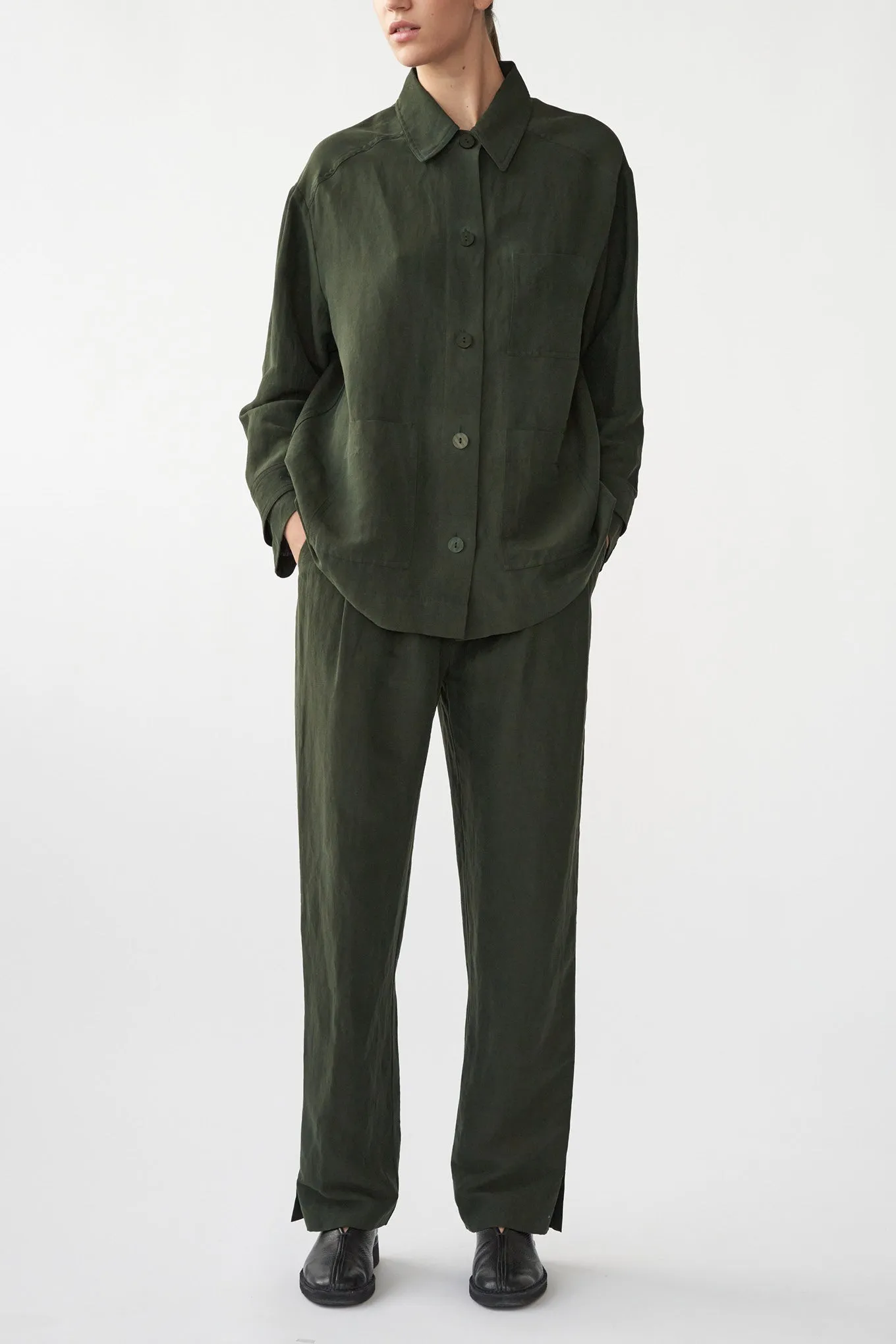 MARA JACKET - FOREST GREEN - SILK/LINEN
