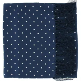 Michelsons of London Wide Polka Dot Silk Scarf - Navy Blue