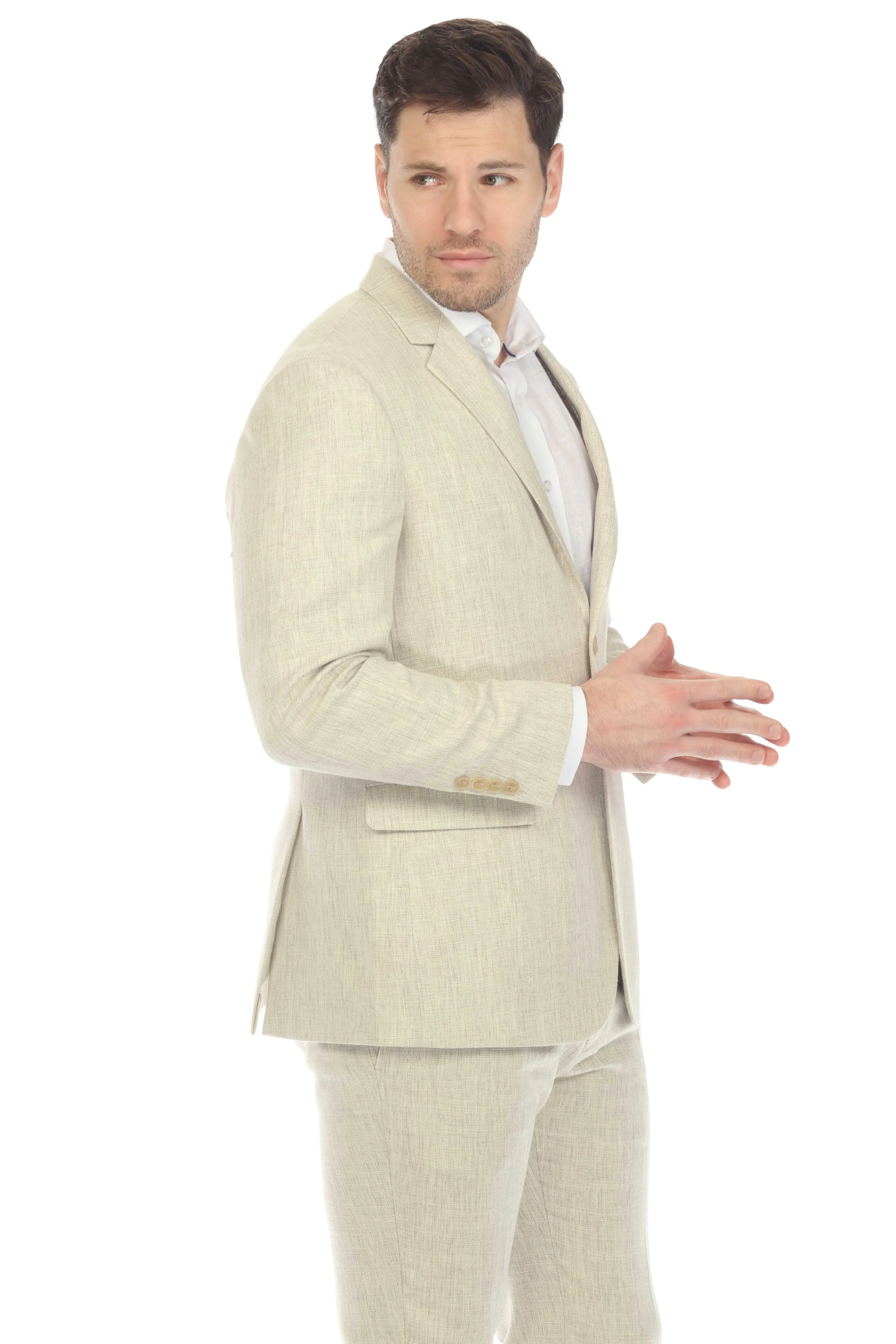Mojito Reserve Men's Textured Poly Linen Blend Suit