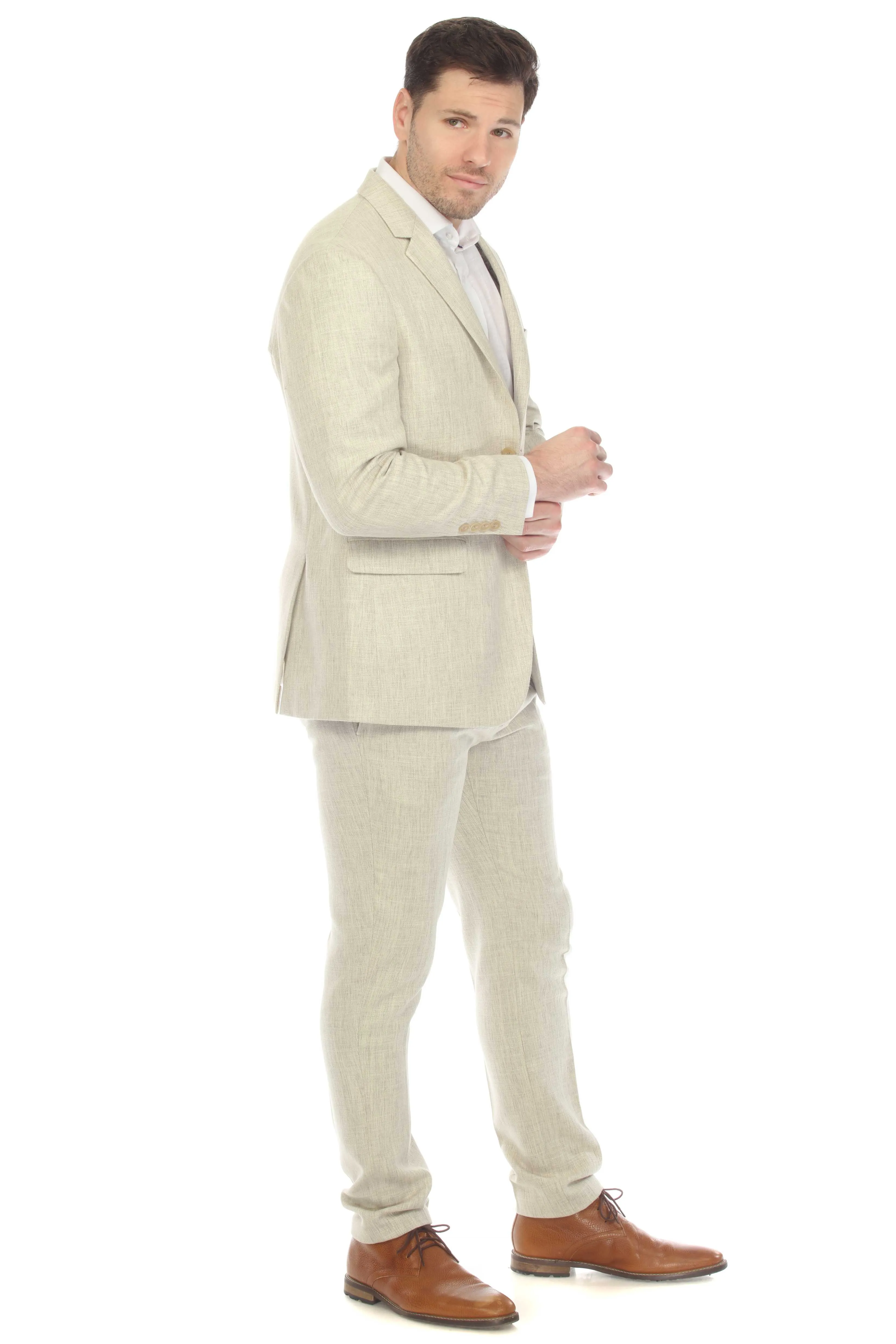 Mojito Reserve Men's Textured Poly Linen Blend Suit