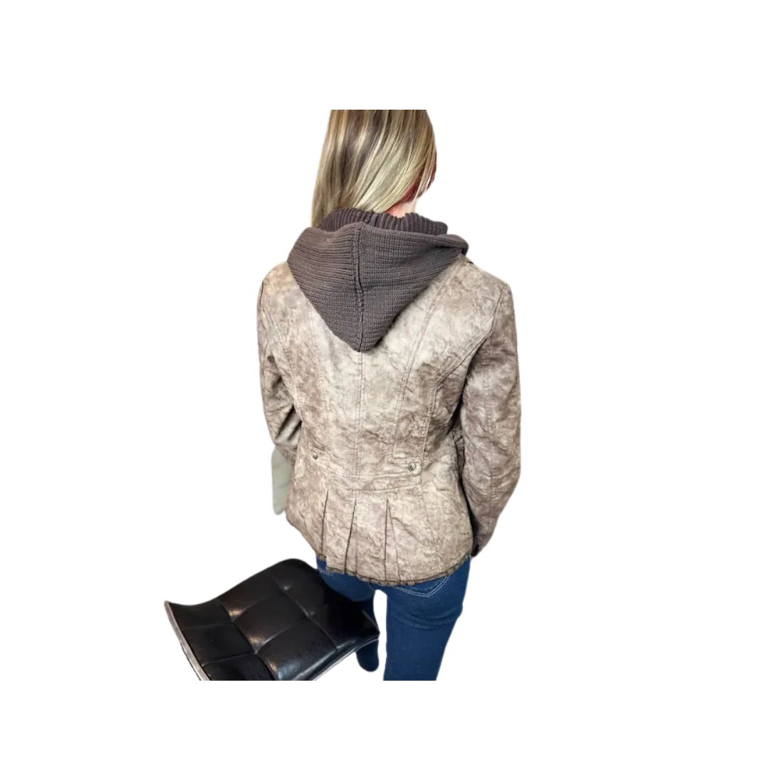 Montana Co Women's Faux Leather Wash Brown Jacket